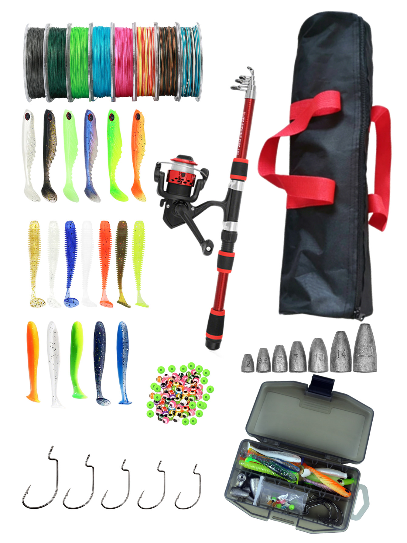 Spincast Reel - Fishing Rod Reel Combos Collapsible Fishing