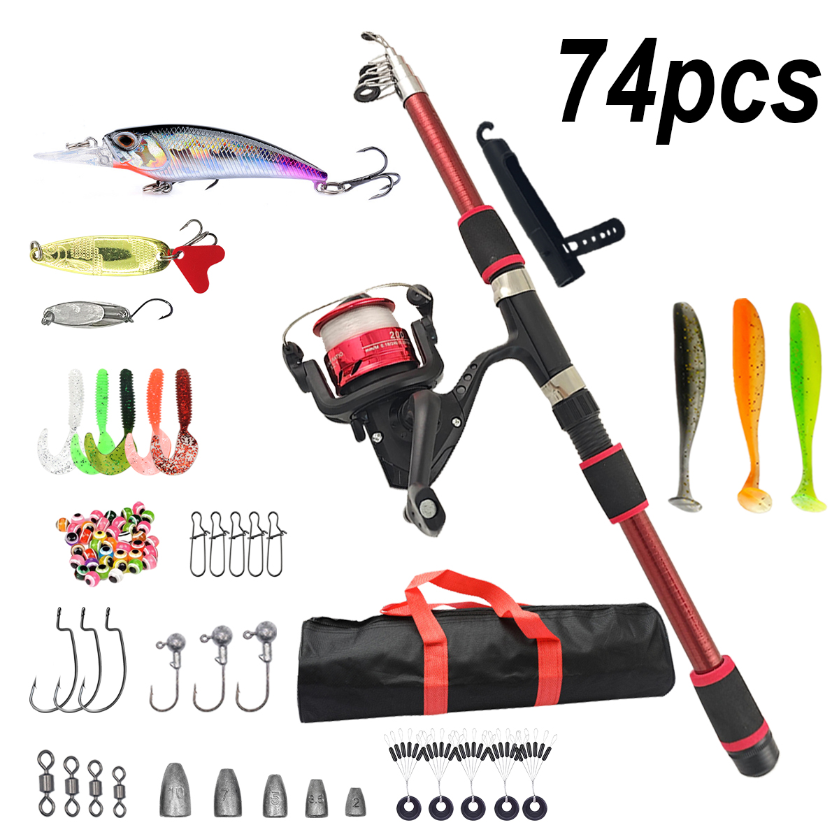 Fishing Pole Set Full Kits Wit – Spincast Reel recenzja i cena