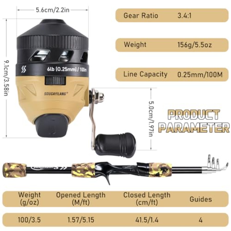 Fishing Rod and Reel Combo, Li – Spincast Reel recenzja i cena